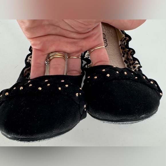 Cato Suede Leopard SCRUNCH Gold Studded Flats - Picture 10 of 10